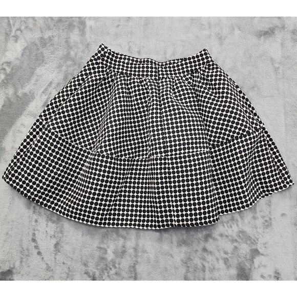 Express Polka Dot A-Line Mini Skirt Size 4 Black White Rockabilly Retro Flare - Picture 10 of 12